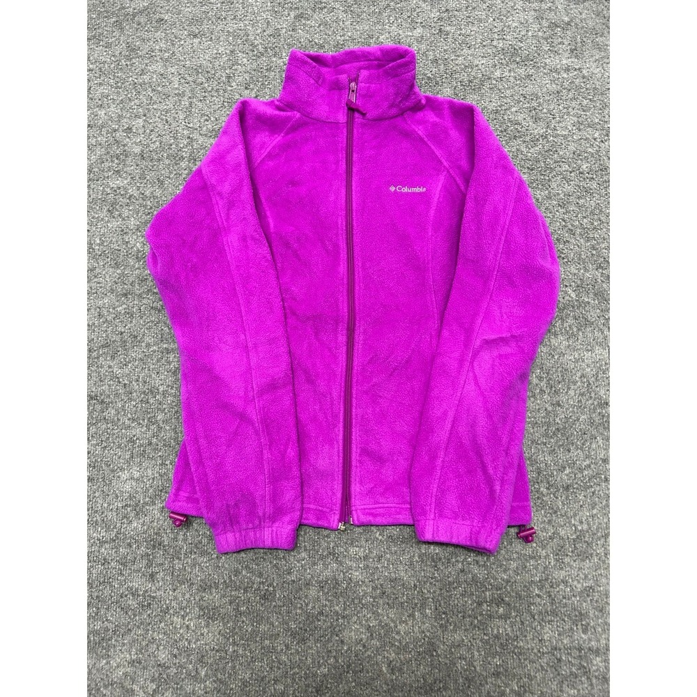 Columbia Fleece Jacket Womens Size M Purple Full Zip Mock Neck Outdoor Casual